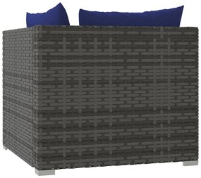 Set Divani da Giardino 11 pz con Cuscini in Polyrattan Grigio