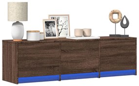 Mobile Porta Tv Con Led Rovere Marrone 140x34x40 Cm Truciolato /