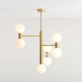 ALDEX Lampada a sospensione Flare, a 7 luci, ottone/bianco opalino, vetro