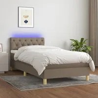 Letto a Molle con Materasso e LED Tortora 80x200 cm in Tessuto 3133913