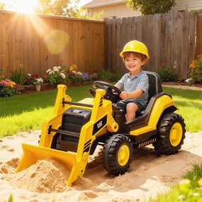 Ruspa Elettrica per Bambini 3-6 Anni Marchio Ufficiale Caterpillar 12V con Telecomando Giallo...