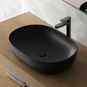 Lavabo da appoggio ovale 60x41 cm nero opaco Tokyo