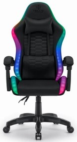 Sedia da gioco HC-1000 Tessuto nero LED RGB