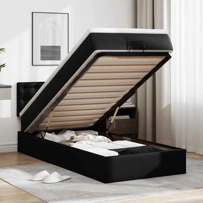Letto Pouf Con Materasso Nero 90x200 Cm Similpelle /