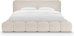 Letto matrimoniale imbottito beige con contenitore con rete inclusa 180x200 cm Solange – Micadoni