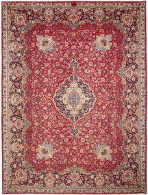 Kashan Tappeto 400x300 Rosso (Iran) Annodato A Mano
