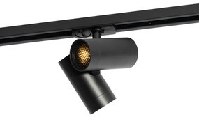 Sistema di illuminazione a binario moderno con 3 faretti neri monofase - Iconic Scopio
