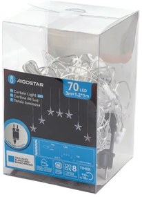 Aigostar - LED Catena luminosa natalizia da esterno 70xLED/230V 1,2x1m IP44 bianco freddo a stelle