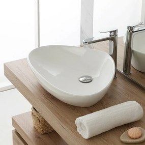 Ciotola da appoggio in ceramica 59x39 cm triangolare bianco lucido