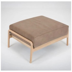 Poggiapiedi in pelle di bufalo marrone chiaro con struttura in rovere massiccio Fawn - Gazzda