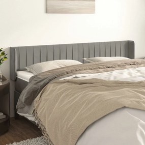 Testiera Ad Orecchio Grigio Chiaro 183x16x78/88 Cm İn Velluto /