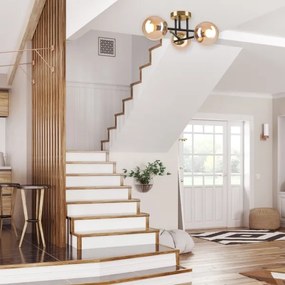 Lampadario a plafone MALENA 3xE14/5W/230V oro/nero/fumé beige