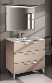 Mobile Bagno 80 Cm 3 Cassetti Con Lavabo E Specchio Athena Rovere