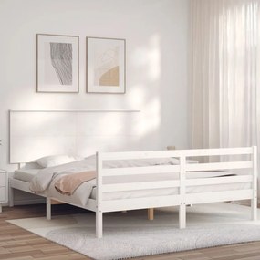 Giroletto con testiera bianco king size in legno massello