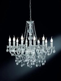 Luster lampadario classico 10 luci acrilico trasparente cm.76 attac...