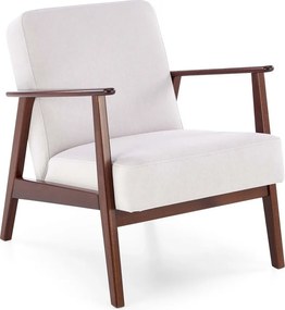 MILANO 1S poltrona in tessuto Castel beige chiaro con struttura in legno