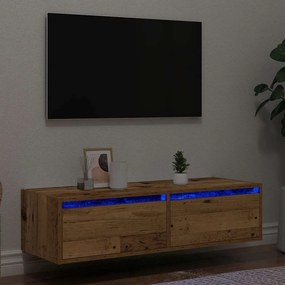 Mobile Porta Tv Con Luci Led Legno Vecchio 100x35,5x25 Cm /