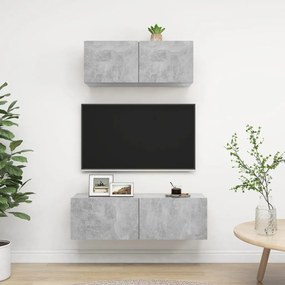 Set Di Mobili Porta Tv 2 Pz Grigio Cemento İn Legno Multistrato /