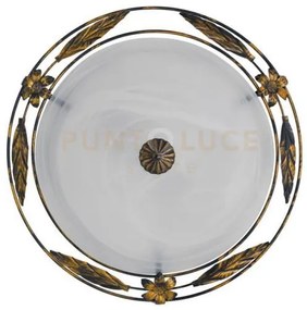 Plafoniera riccio bianca 2 luci attacco e27 40x40x12cm in vetro sat...