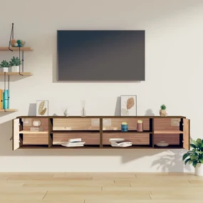 Pensili 2 pz marrone miele 80x30x30cm in legno massello di pino