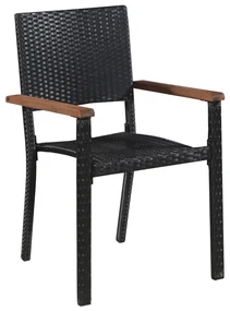 Set da pranzo da giardino 9 pz in polyrattan e acacia nero