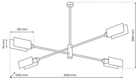 Lampadario a sospensione con supporto rigido ASTRA 4xE27/60W/230V nero