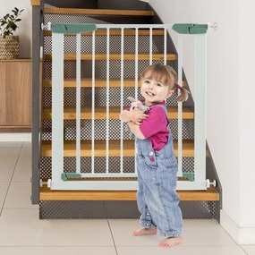 Costway Cancelletto di sicurezza per bambini con chiusura automatica, Cancelletto largo 76-82,5 cm per scale porte