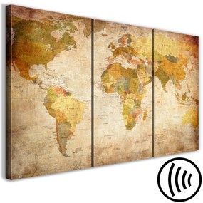 Quadro contemporaneo Retro World Map (3 Parts)