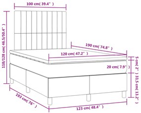 Letto a Molle con Materasso e LED Rosa 120x190 cm in Velluto