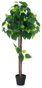 Costway Albero di ortensie artificiale da 114cm con tronco in legno foglie di ortensie realistiche, Albero in vaso decorativo