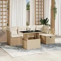 Set Divano da Giardino 6 pz con Cuscini Beige in Polyrattan 3274638