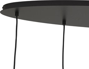 Lampada a sospensione nera con vetro ambrato, fumé e trasparente a 6 luci - Elena