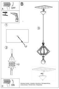 Lampadario a sospensione con filo POMPELMO 1xE27/60W/230V
