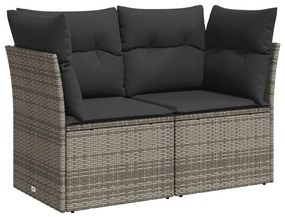 Set divani da giardino 11 pz con cuscini in polyrattan grigio