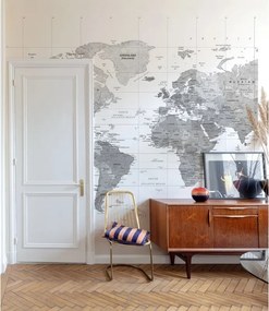 Fotomurale GRANDECOLIFE Mappa, bianco, grigio 371X280 cm