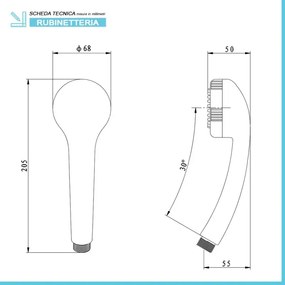 Doccetta monogetto in ABS bianco con ugelli anticalcare