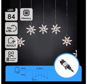 Aigostar - Catena luminosa natalizia LED per esterni 84xLED/230V 1,2x1m IP44 bianco freddo con fiocchi di neve