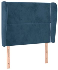 Testiera ad orecchio blu scuro 103x23x118/128 cm in velluto