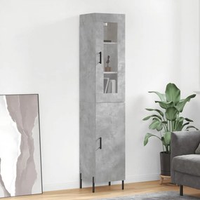 Credenza grigio cemento 34,5x34x180 cm in legno multistrato