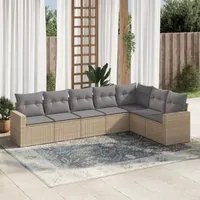 Set Divani da Giardino 7 pz con Cuscini Beige in Polyrattancod mxl 111102