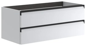 Mobile da bagno sotto lavabo Fusion bianco laccato opaco L 99.5 x H 40 x P 45.5 cm 2 cassetti, lavabo non incluso