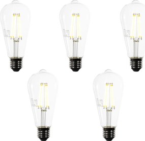 Set di 5 Lampadine LED E27 ST64 Trasparente 3.8W 806 lm 3000K