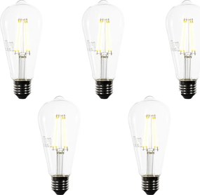 Set di 5 lampadine LED E27 ST64 trasparenti 3,8W 806 lm 3000K