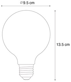 Set di 5 Lampadina LED E27 dimmerabile a filamento spirale G95 4W 270lm 2200K