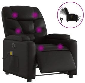 Poltrona massaggiante reclinabile elettrica nera in similpelle