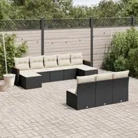 Set Divani da Giardino 10pz con Cuscini in Polyrattan Nero 3258787