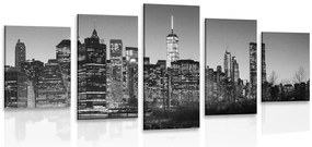 Quadri 5 pezzi – Centro di New York in bianco e nero