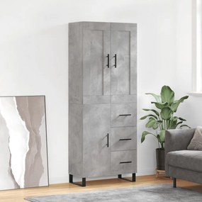 Credenza grigio cemento 69,5x34x180 cm in legno multistrato