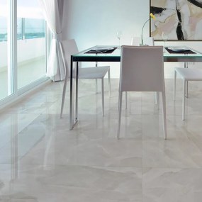 Piastrella da pavimento e rivestimento interno rettificato Venus in gres porcellanato smaltato lucido bianco 120 x 120 cm Sp. 9 mm traffico medio (pei 2/5) 2.88 mq