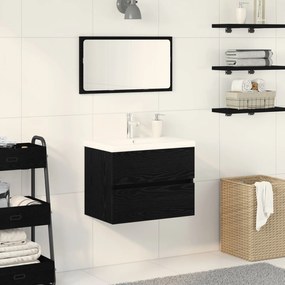 Mobile lavabo  con lavabo integrato rovere nero legno ingegnerizzato, mobile lavabo  rovere nero 60x38,5x45 cm legno ingegnerizzato